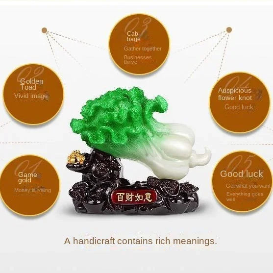 Feng Shui Jade Cabbage Ornaments Home Decor Crafts Home Living Room Entrance Office Shop Opening Gifts