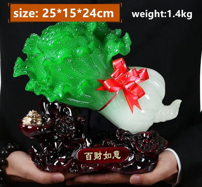 Feng Shui Jade Cabbage Ornaments Home Decor Crafts Home Living Room Entrance Office Shop Opening Gifts