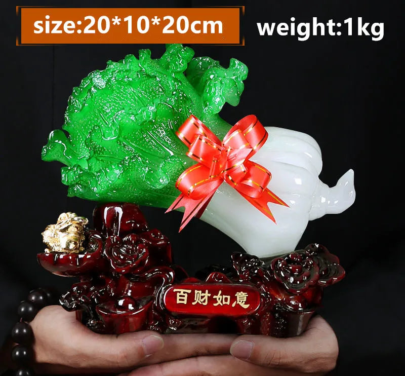 Feng Shui Jade Cabbage Ornaments Home Decoration Crafts Home Living Room Entrance Decoration Office Shop Opening Gifts