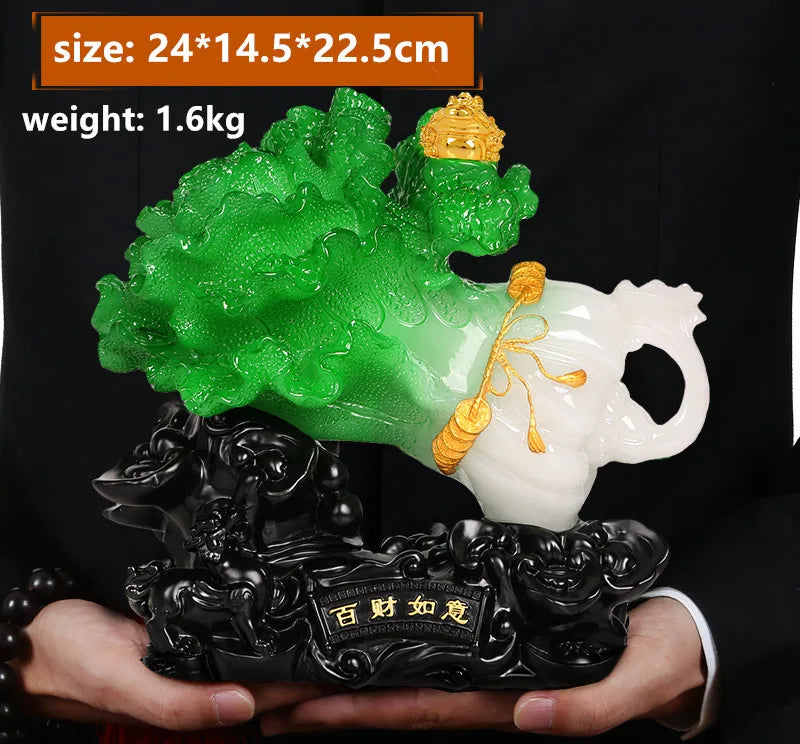 Feng Shui Jade Cabbage Ornaments Home Decoration Crafts Home Living Room Entrance Decoration Office Shop Opening Gifts