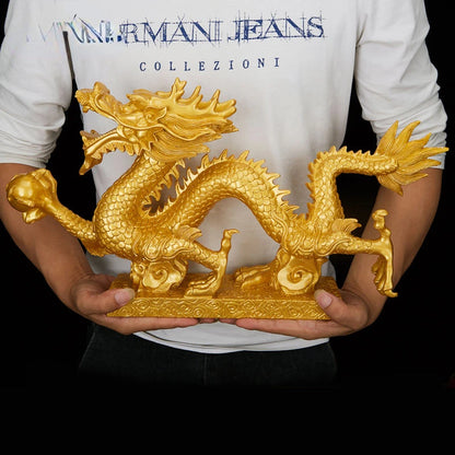 Feng Shui Long Qinglong Resin Imitation Copper Hanlong Ornaments Shenlong Base Zodiac Dragon Home Decoration