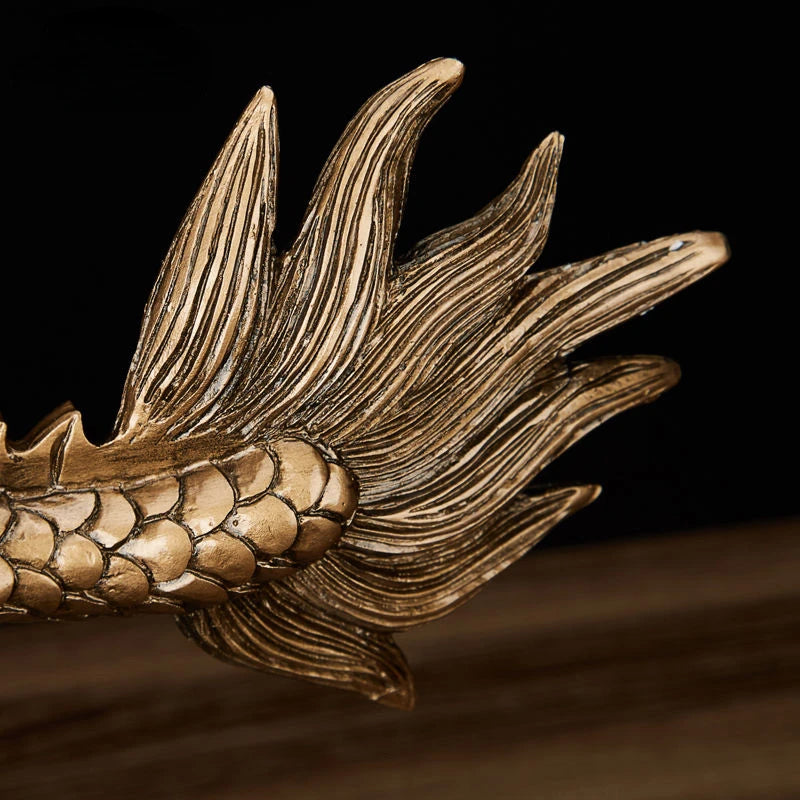 Feng Shui Long Qinglong Resin Imitation Copper Hanlong Ornaments Shenlong Base Zodiac Dragon Home Decoration
