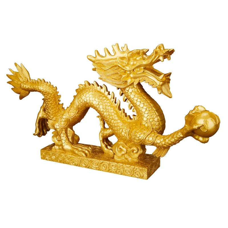 Feng Shui Long Qinglong Resin Imitation Copper Hanlong Ornaments Shenlong Base Zodiac Dragon Home Decoration