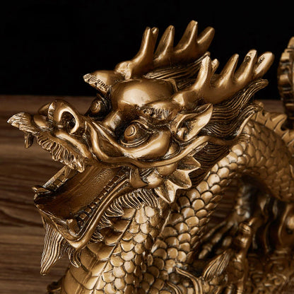 Feng Shui Long Qinglong Resin Imitation Copper Hanlong Ornaments Shenlong Base Zodiac Dragon Home Decoration