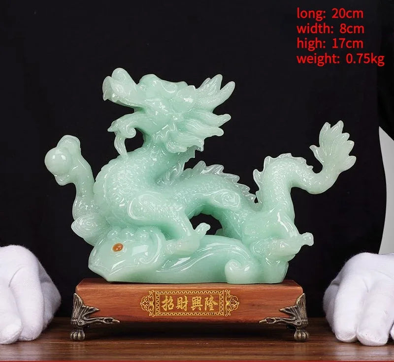 Feng Shui Lucky Jade Housewarming Fortune Dragon Crafts Office Living Room Animal Dragon Decoration Gift