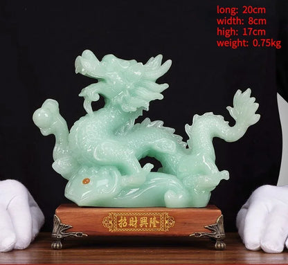 Feng Shui Lucky Jade Housewarming Fortune Dragon Crafts Office Living Room Animal Dragon Decoration Gift