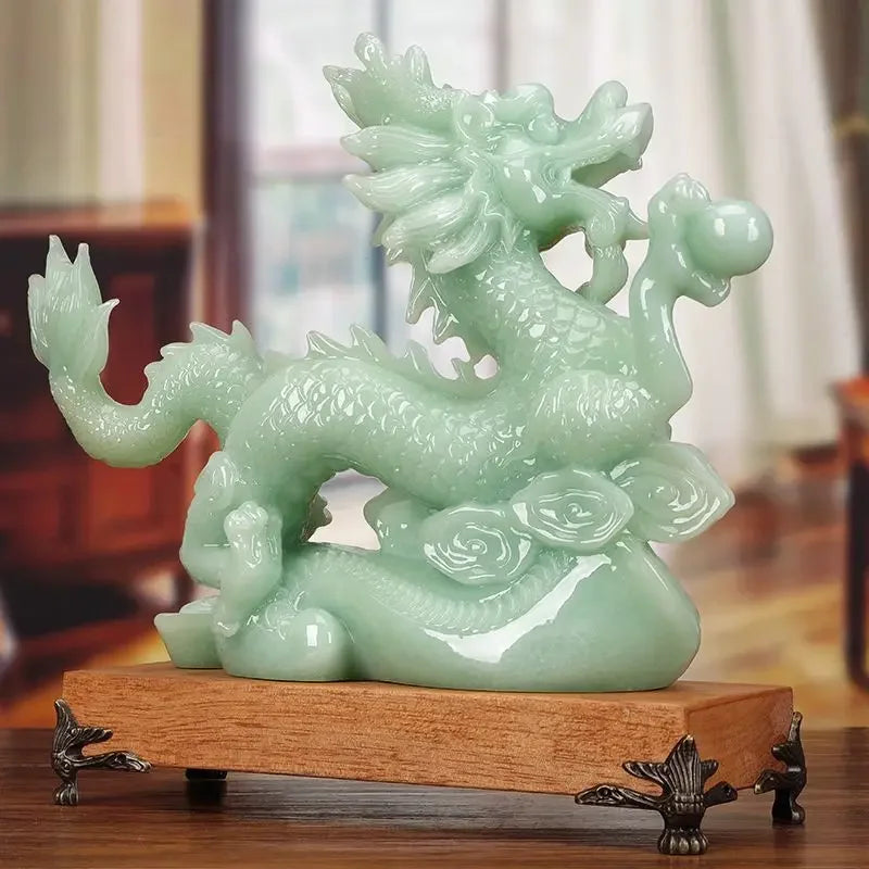 Feng Shui Lucky Jade Housewarming Fortune Dragon Crafts Office Living Room Animal Dragon Decoration Gift