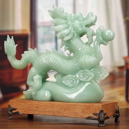 Feng Shui Lucky Jade Housewarming Fortune Dragon Crafts Office Living Room Animal Dragon Decoration Gift
