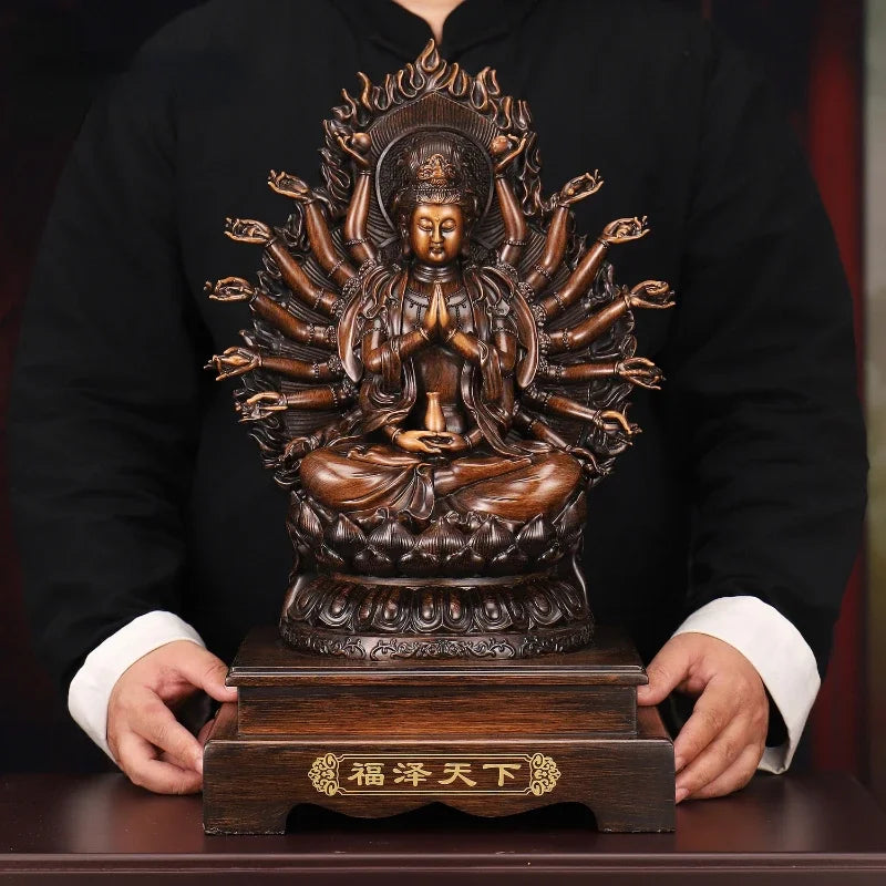 Feng Shui Mercy Bodhisattva Ornaments Thousand-handed Goddess of Mercy Statue Craft Home Decor Office Gift