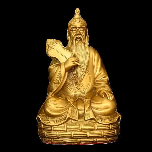 Feng Shui Pure Brass Taishang Laojun Statue Home Offerings Heavenly Zun Laozi Bronze Worship Ancestral Master Statue