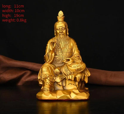 Feng Shui Pure Brass Taishang Laojun Statue Home Offerings Heavenly Zun Laozi Bronze Worship Ancestral Master Statue