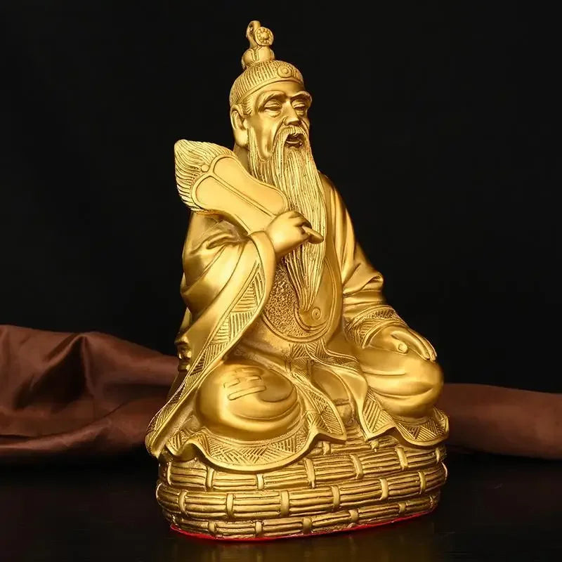 Feng Shui Pure Brass Taishang Laojun Statue Home Offerings Heavenly Zun Laozi Bronze Worship Ancestral Master Statue
