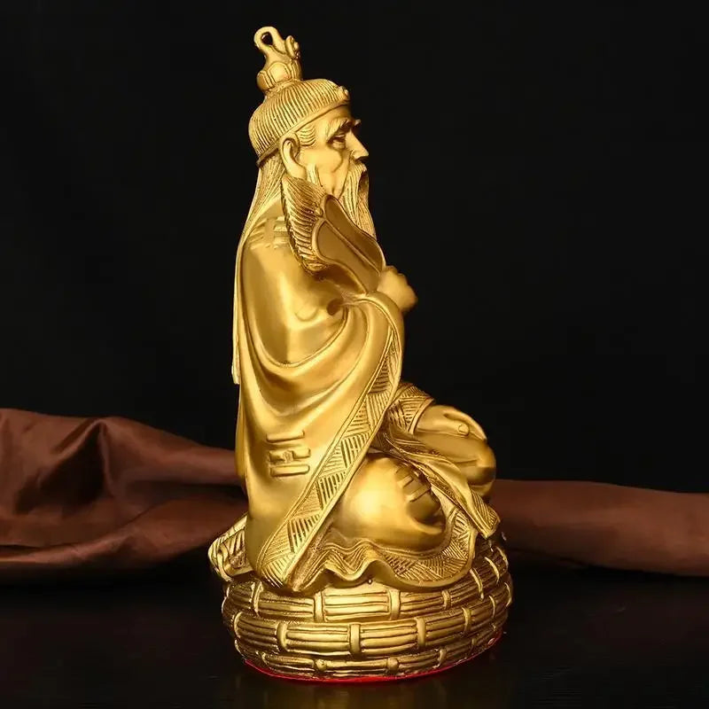 Feng Shui Pure Brass Taishang Laojun Statue Home Offerings Heavenly Zun Laozi Bronze Worship Ancestral Master Statue