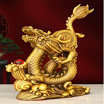 Feng Shui Pure Copper Dragon Ornament Home Desktop Decoration Five-clawed Dragon Figurines