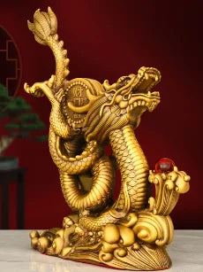Feng Shui Pure Copper Dragon Ornament Home Desktop Decoration Five-clawed Dragon Figurines