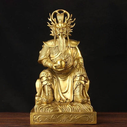 Feng Shui Pure copper Statue of The Dragon King East Sea Bronze Statue Home Living Room Offerings Buddha Crafts