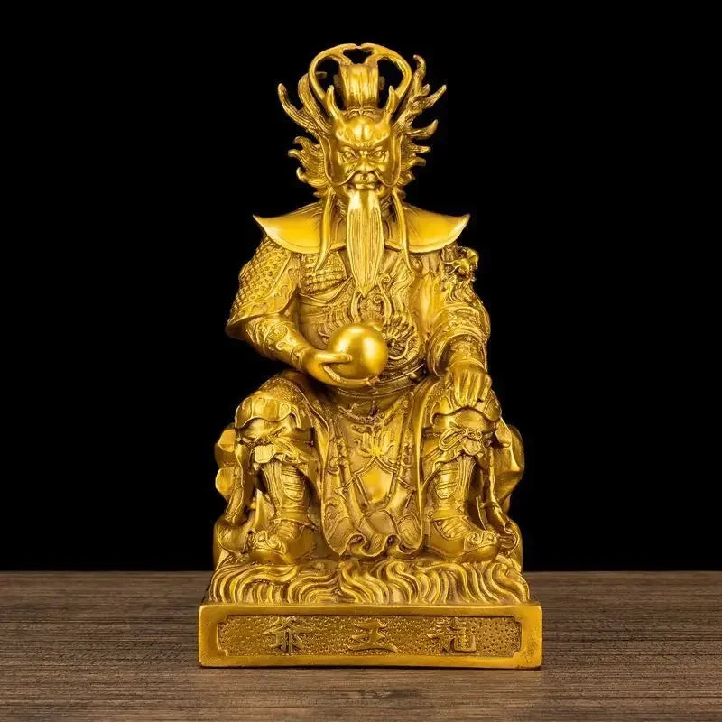 Feng Shui Pure copper Statue of The Dragon King East Sea Bronze Statue Home Living Room Offerings Buddha Crafts