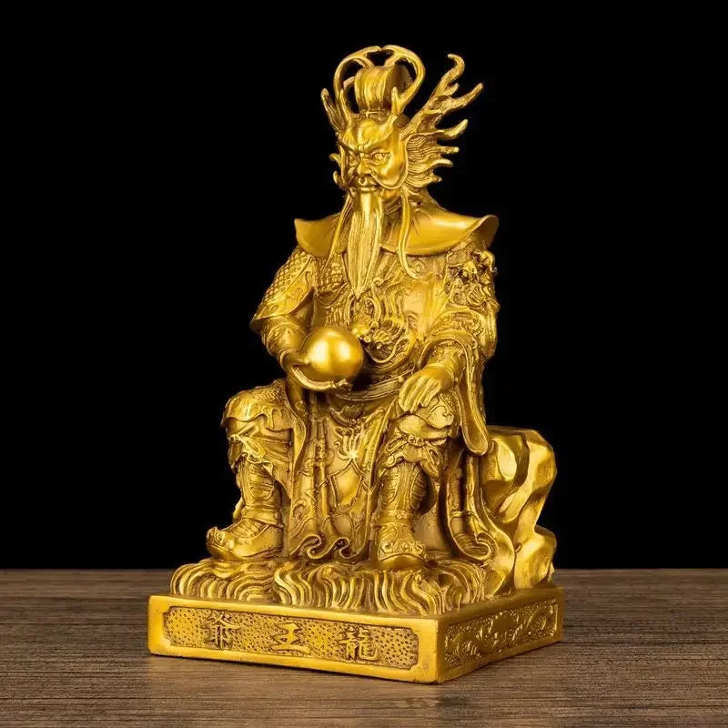 Feng Shui Pure copper Statue of The Dragon King East Sea Bronze Statue Home Living Room Offerings Buddha Crafts