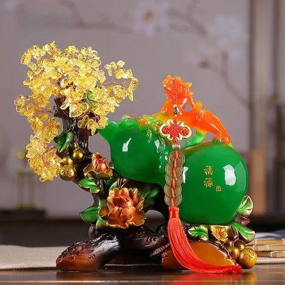 Feng Shui Resin Fortune Gourd Brave Crystal Ornaments Crafts Home Office Living Room Miniatures