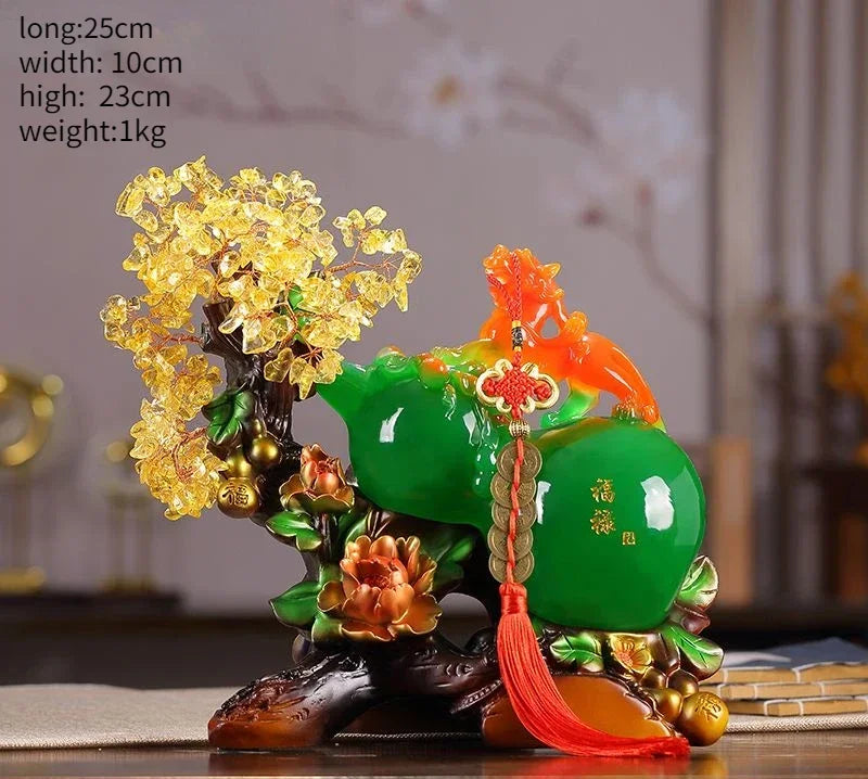 Feng Shui Resin Fortune Gourd Brave Crystal Ornaments Crafts Home Office Living Room Miniatures