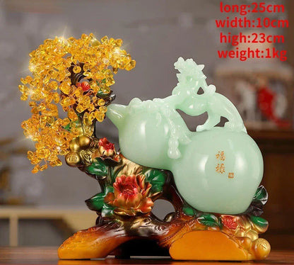 Feng Shui Resin Fortune Gourd Brave Crystal Ornaments Crafts Home Office Living Room Miniatures
