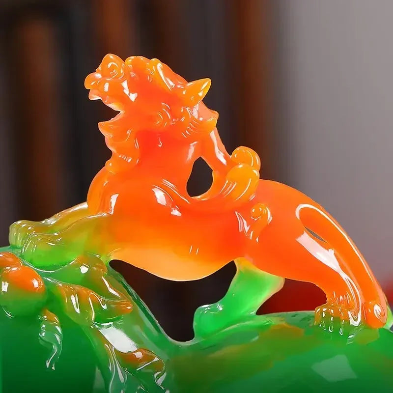 Feng Shui Resin Fortune Gourd Brave Crystal Ornaments Crafts Home Office Living Room Miniatures