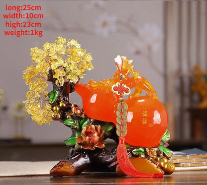 Feng Shui Resin Fortune Gourd Brave Crystal Ornaments Crafts Home Office Living Room Miniatures