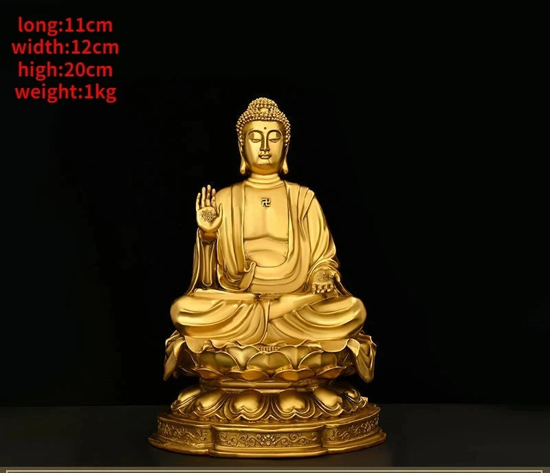 Feng Shui Shakyamuni Buddha Ornaments Copper Sitting Lotus Flower Shakyamuni Home Buddha Hall for The Statue