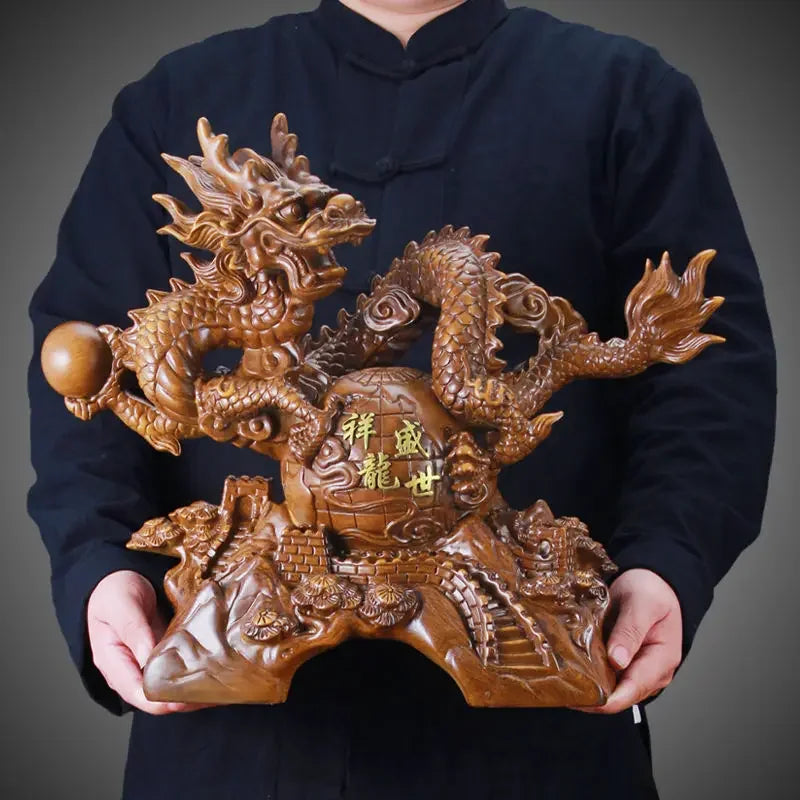 Feng Shui The Year of The Dragon Ornament Office Attracts Wealth Crafts Housewarming Business Gifts Living Room Decor