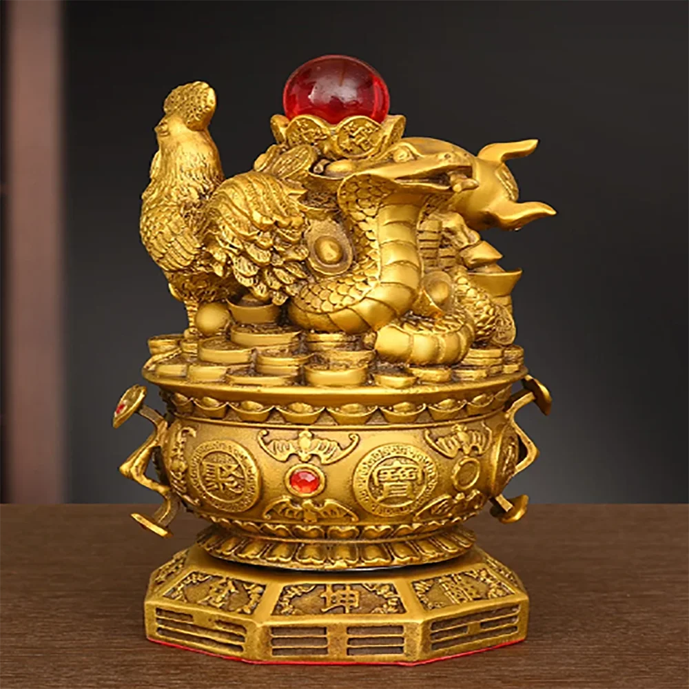 Feng Shui Treasure Bowl Trio Ornament Pure Copper Rotating Home Living Decorations Crafts