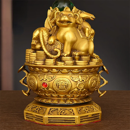 Feng Shui Treasure Bowl Trio Ornament Pure Copper Rotating Home Living Decorations Crafts