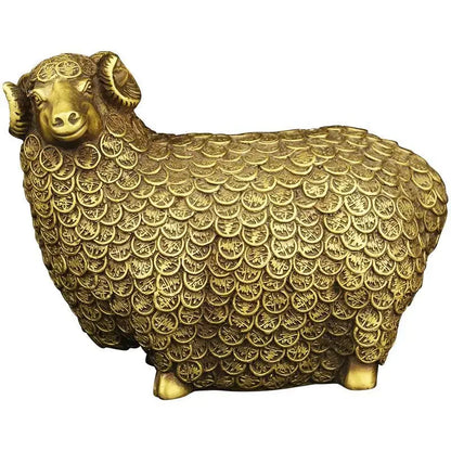 Feng Shui Zodiac Copper lucky Sheep Ornaments Money Treasure Fortune Sheep Crafts Living Room Office Home Decor