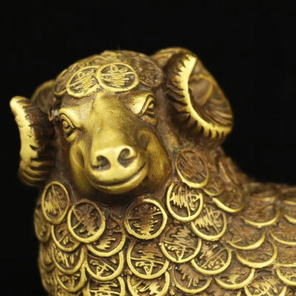 Feng Shui Zodiac Copper lucky Sheep Ornaments Money Treasure Fortune Sheep Crafts Living Room Office Home Decor