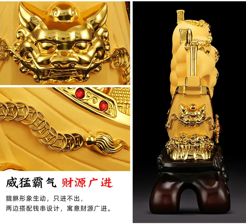 Feng Shui plating giod ship crafts furnishing articles Prosperous home decoration Corporate office mascot statue