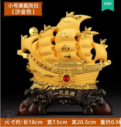 Feng Shui plating giod ship crafts furnishing articles Prosperous home decoration Corporate office mascot statue