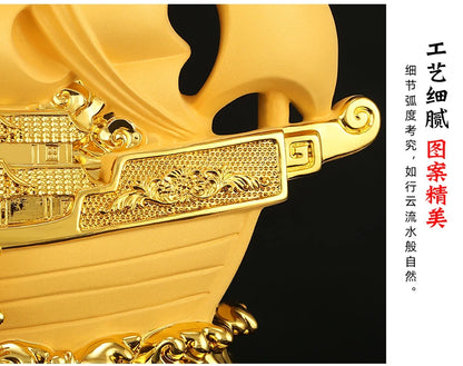 Feng Shui plating giod ship crafts furnishing articles Prosperous home decoration Corporate office mascot statue