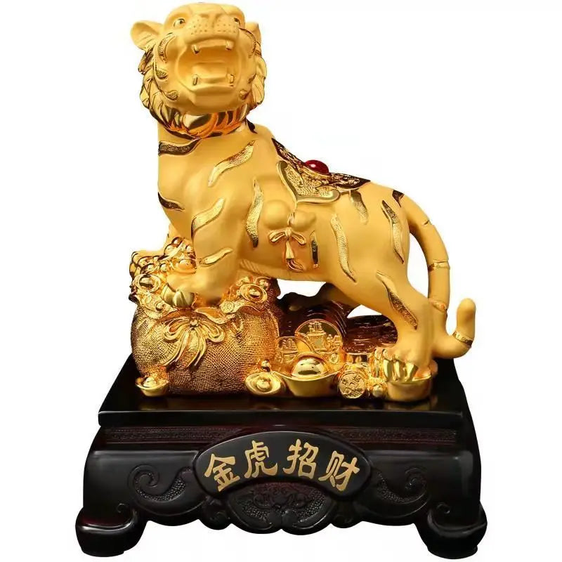 Feng Shui resin golden Tiger statue Home decoration accessories zodiac cattle home decor Office, hotel decor