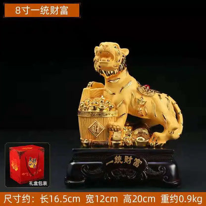 Feng Shui resin golden Tiger statue Home decoration accessories zodiac cattle home decor Office, hotel decor