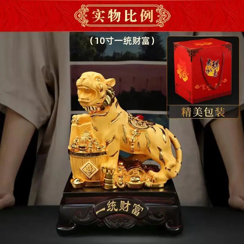 Feng Shui resin golden Tiger statue Home decoration accessories zodiac cattle home decor Office, hotel decor