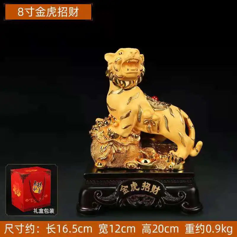 Feng Shui resin golden Tiger statue Home decoration accessories zodiac cattle home decor Office, hotel decor