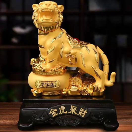 Feng Shui resin golden Tiger statue Home decoration accessories zodiac cattle home decor Office, hotel decor