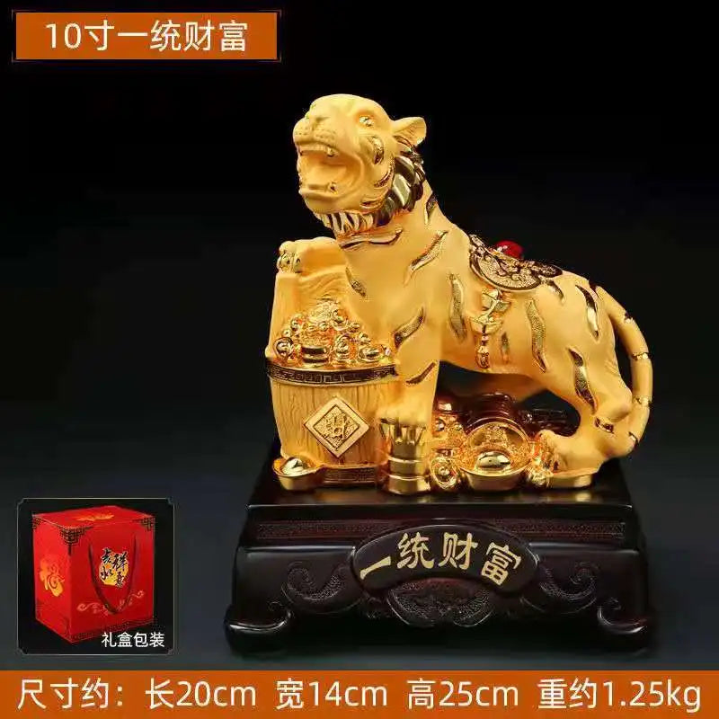 Feng Shui resin golden Tiger statue Home decoration accessories zodiac cattle home decor Office, hotel decor