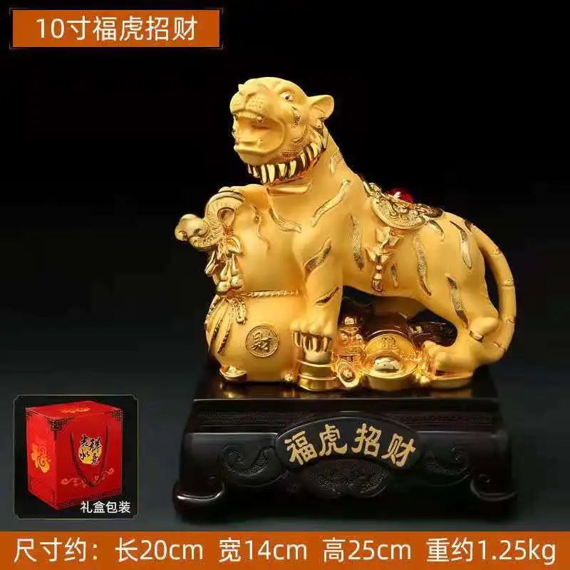 Feng Shui resin golden Tiger statue Home decoration accessories zodiac cattle home decor Office, hotel decor