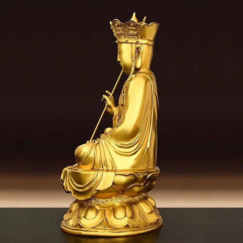 Feng ShuiPure Copper Earth Store King Statue Buddha Lotus Home Living Room Office Hall Home Sculptures