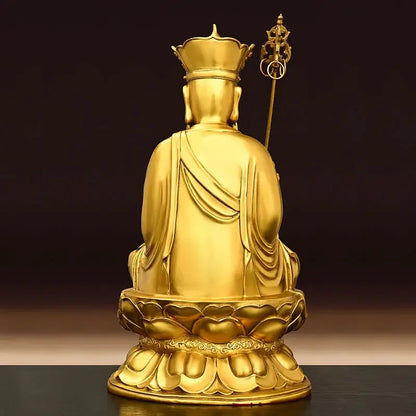Feng ShuiPure Copper Earth Store King Statue Buddha Lotus Home Living Room Office Hall Home Sculptures