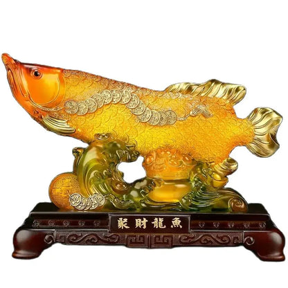 Feng shui dragon fish furnishing articles opening gifts home decoration decoration Coloured glaze handicraft Hotel decoration