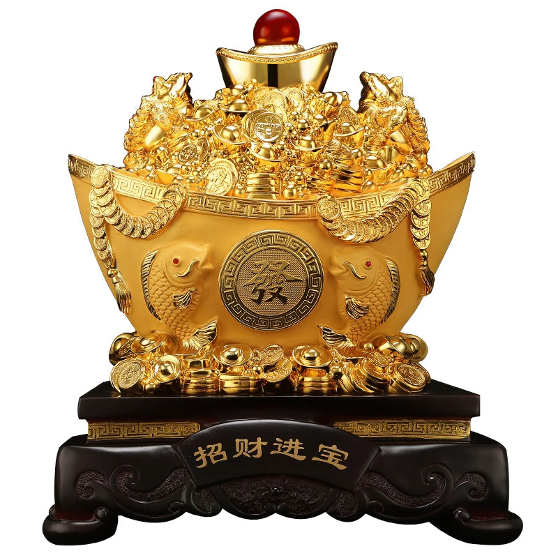 Feng shui gold ingot sculpture crafts opening gifts home decoration Good lucky double gold toads bring good fortune