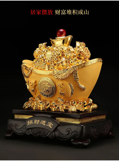 Feng shui gold ingot sculpture crafts opening gifts home decoration Good lucky double gold toads bring good fortune