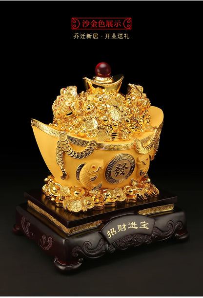 Feng shui gold ingot sculpture crafts opening gifts home decoration Good lucky double gold toads bring good fortune