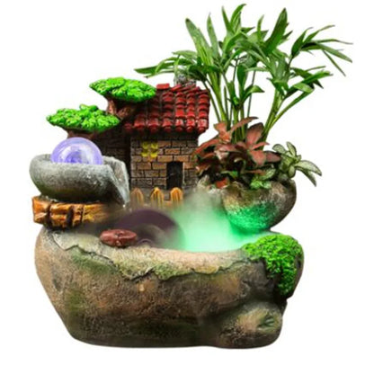 Feng shui wheel rockery water fountain water control home decoration lucky decoration Miniature landscape bonsai desktop humidif